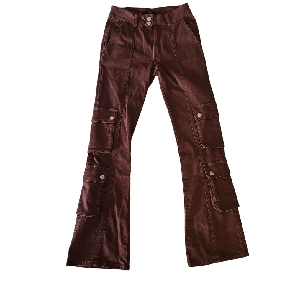 Forever 21 Women's Brown Twill Flare Cargo Pants Size Medium NWT - Picture 3 of 16